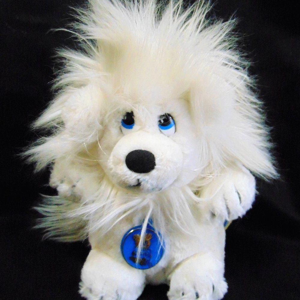 Vintage Dakin White Fluffy Dog Puppy Plush 8" Stuffed Animal 1982 Toy Lovey Nice